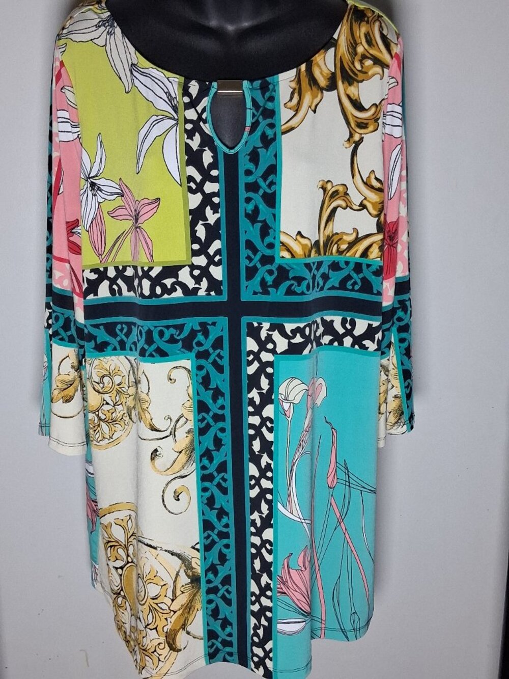 Style & Co Mixed Floral Geometric Tunic Top Blouse Plus Size 2X